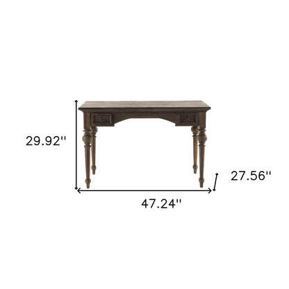 Antiqued Brown Teak Provencial Writing or Computer Desk