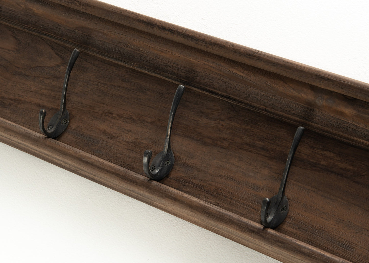 Rustic Dark Wood Eight Hook Hanging Coat Rack