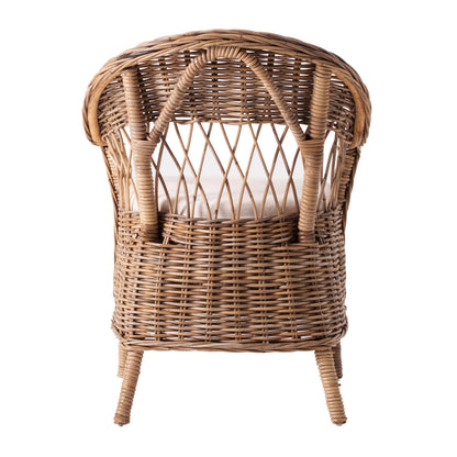 Set of Two Semi Circle Back Wicker Chairs with Seat Cushion