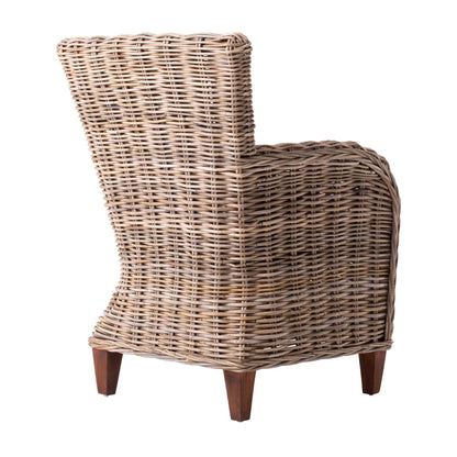 Set Of 2 Natural Brown Cotton Wingback Dining Chairs