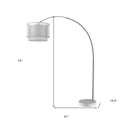 74" Brushed Nickel Arched/Arc Floor Lamp With Shade