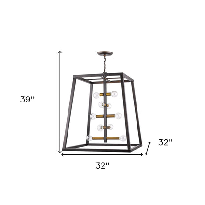 Tiberton 10-Light Oil-Rubbed Bronze Foyer Pendant With Antique Brass Sockets