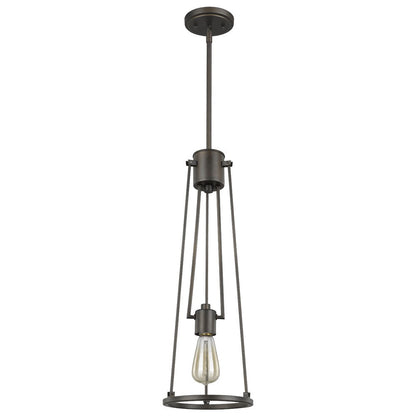 Jade 1-Light Oil-Rubbed Bronze Pendant With Vertical Structural Frames