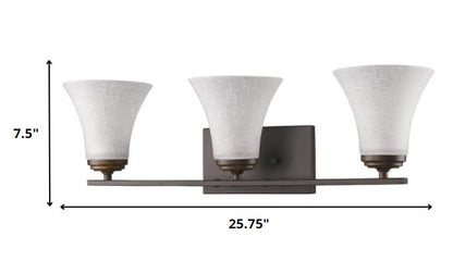 Three Light Bronze Wall Light with Tapered Glass Shade