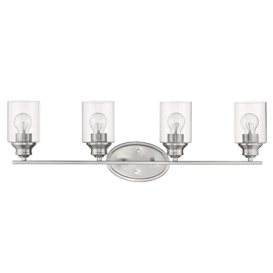 Four Light Silver Wall Light with Clear Glass Shade