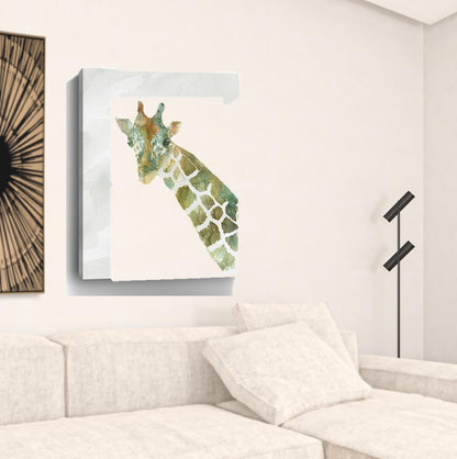 24" x 18" Abstract Marble Watercolor Giraffe Canvas Wall Art
