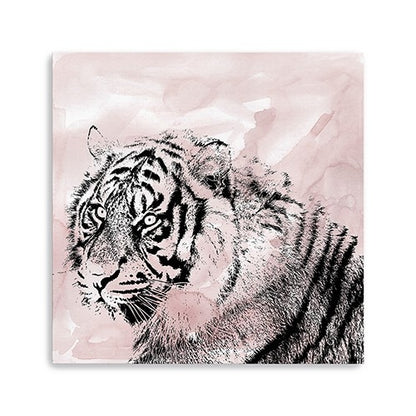 Pink Crouching Tiger Unframed Print Wall Art