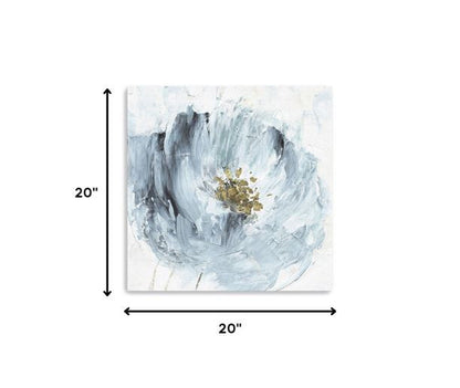 40" x 40" Watercolor Abstract Gray Blue Flower Canvas Wall Art