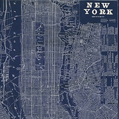 24" x 16" Indigo and White Aerial New York Map Canvas Wall Art