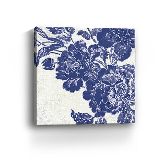Blue Toile Rose Unframed Print Wall Art