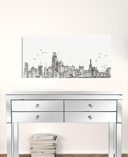 Monochrome City Skyline Sketch Unframed Print Wall Art