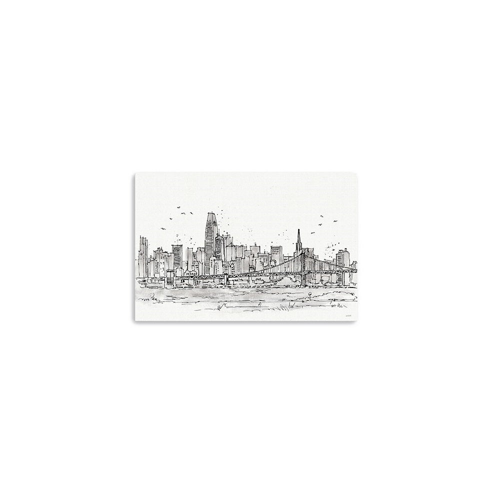 Monochrome City Skyline Sketch Unframed Print Wall Art