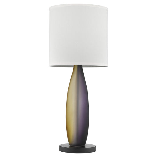 30" Ebony Lacquer Solid Wood Standard Table Lamp With White Shade