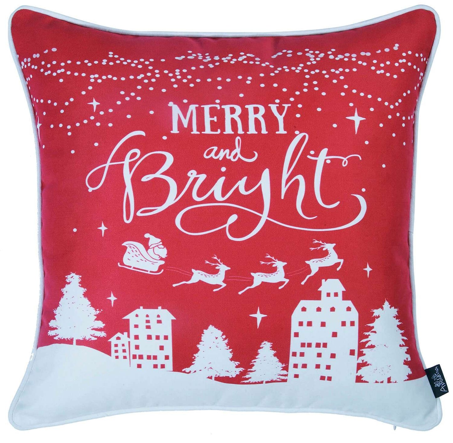 Red Christmas Lights and Reindeer Throw Pillow