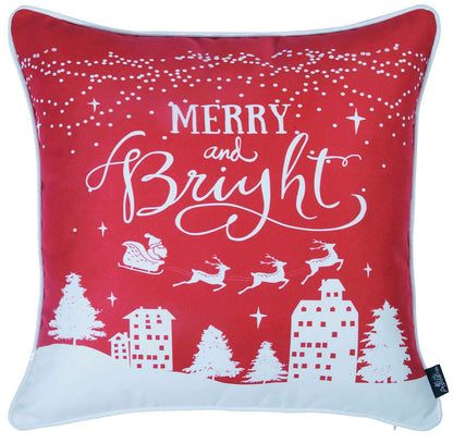 Red Christmas Lights and Reindeer Throw Pillow