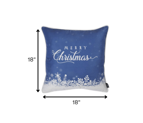 Blue Christmas Snow Decorative Throw Pillow