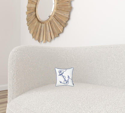 Blue Bold Anchor Nautical Throw Pillow