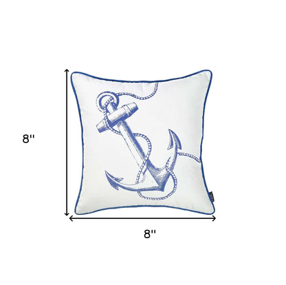 Blue Bold Anchor Nautical Throw Pillow