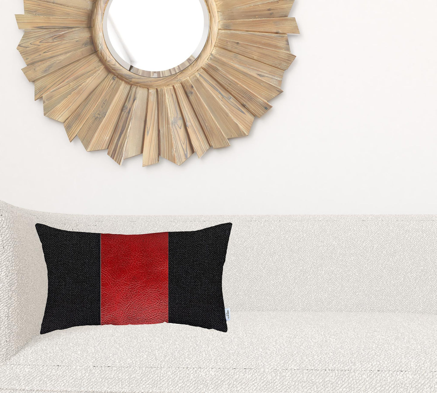 Black Base and Red Center Lumbar Throw Pillow