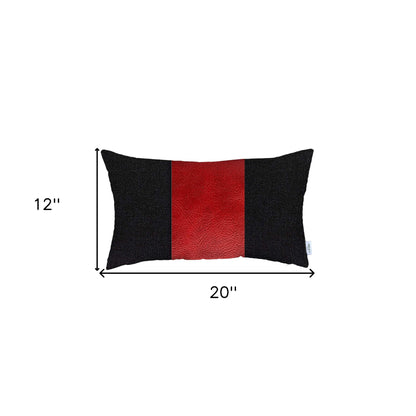 Black Base and Red Center Lumbar Throw Pillow