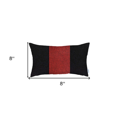 Black and Red Midsection Lumbar Throw Pillow