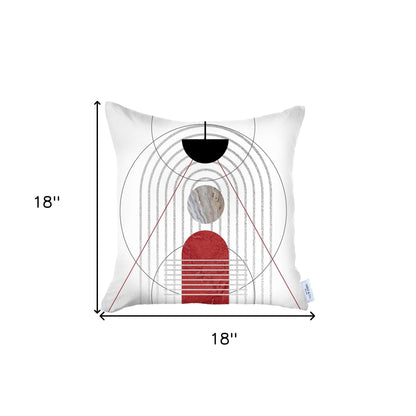 White Geometric Linework Printed Throw Pillow