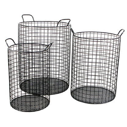Set of Three Metal Wire Storage Baskets