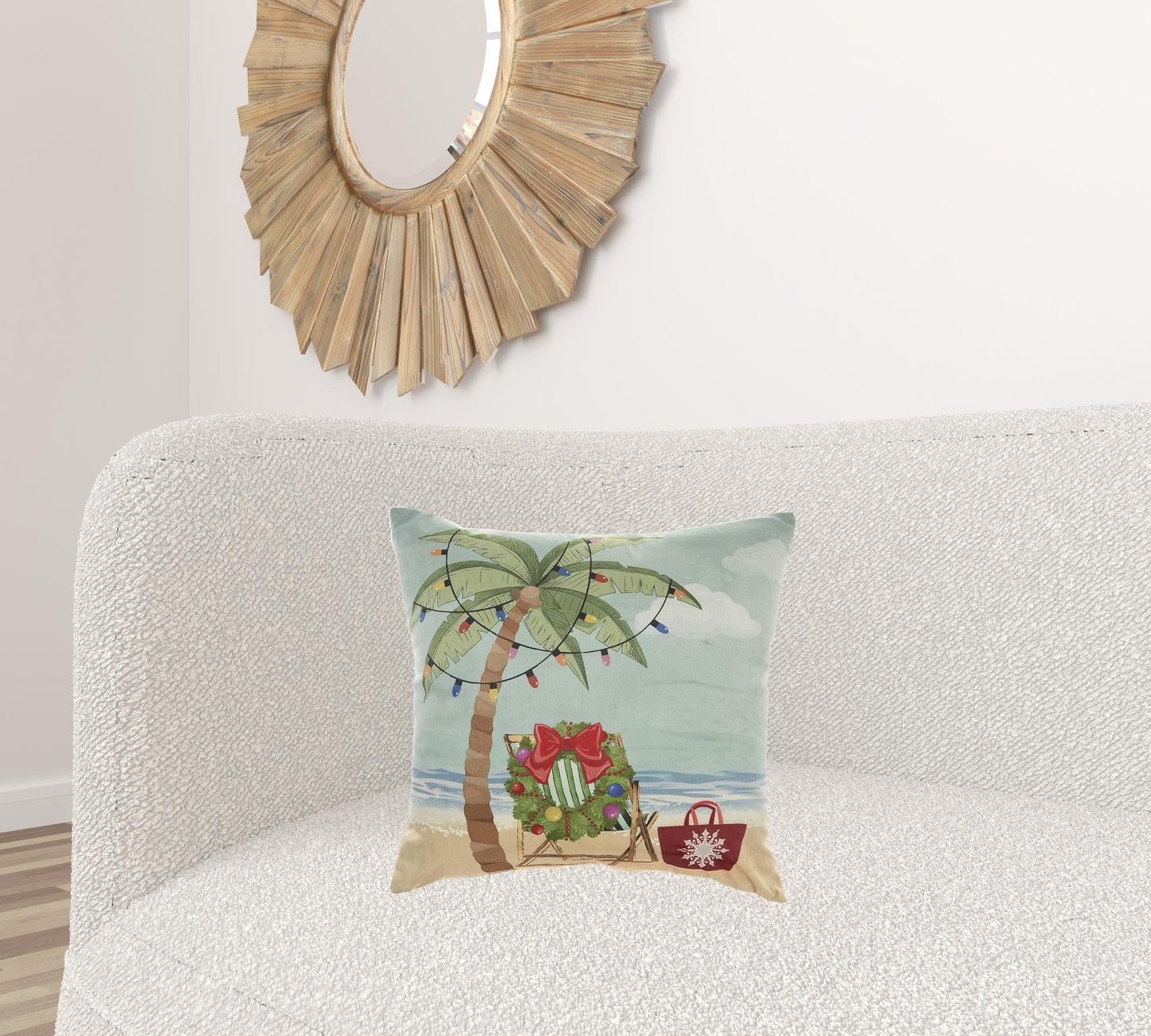 Aloha Christmas Palm Tree Light Up Throw Pillow