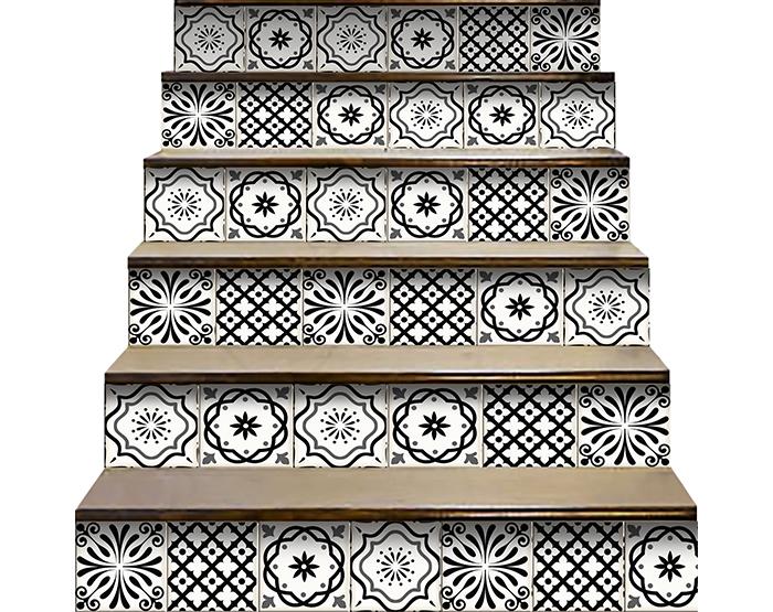 7" X 7" Black and White Multi  Peel and Stick Removable Tiles