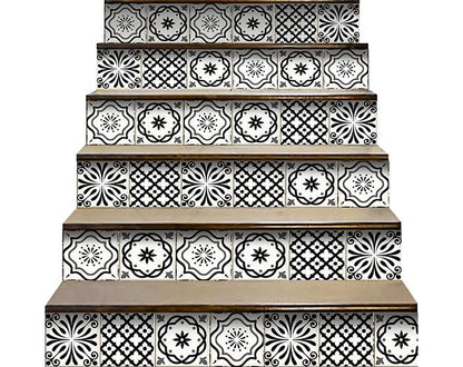 7" X 7" Black and White Multi  Peel and Stick Removable Tiles