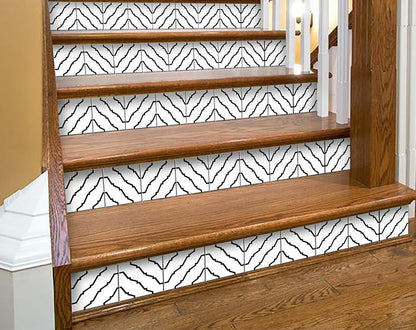 8" X 8" Black and White XL Prism  Peel and Stick Removable Tiles