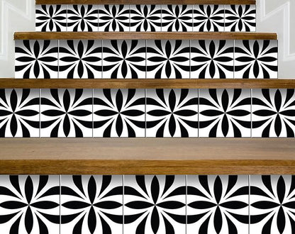 6" X 6" Black and White Colla Peel and Stick Removable Tiles