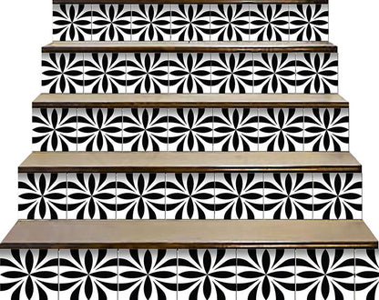 6" X 6" Black and White Colla Peel and Stick Removable Tiles