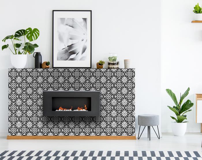 4" X 4" Black and White Roka Peel and Stick Removable Tiles