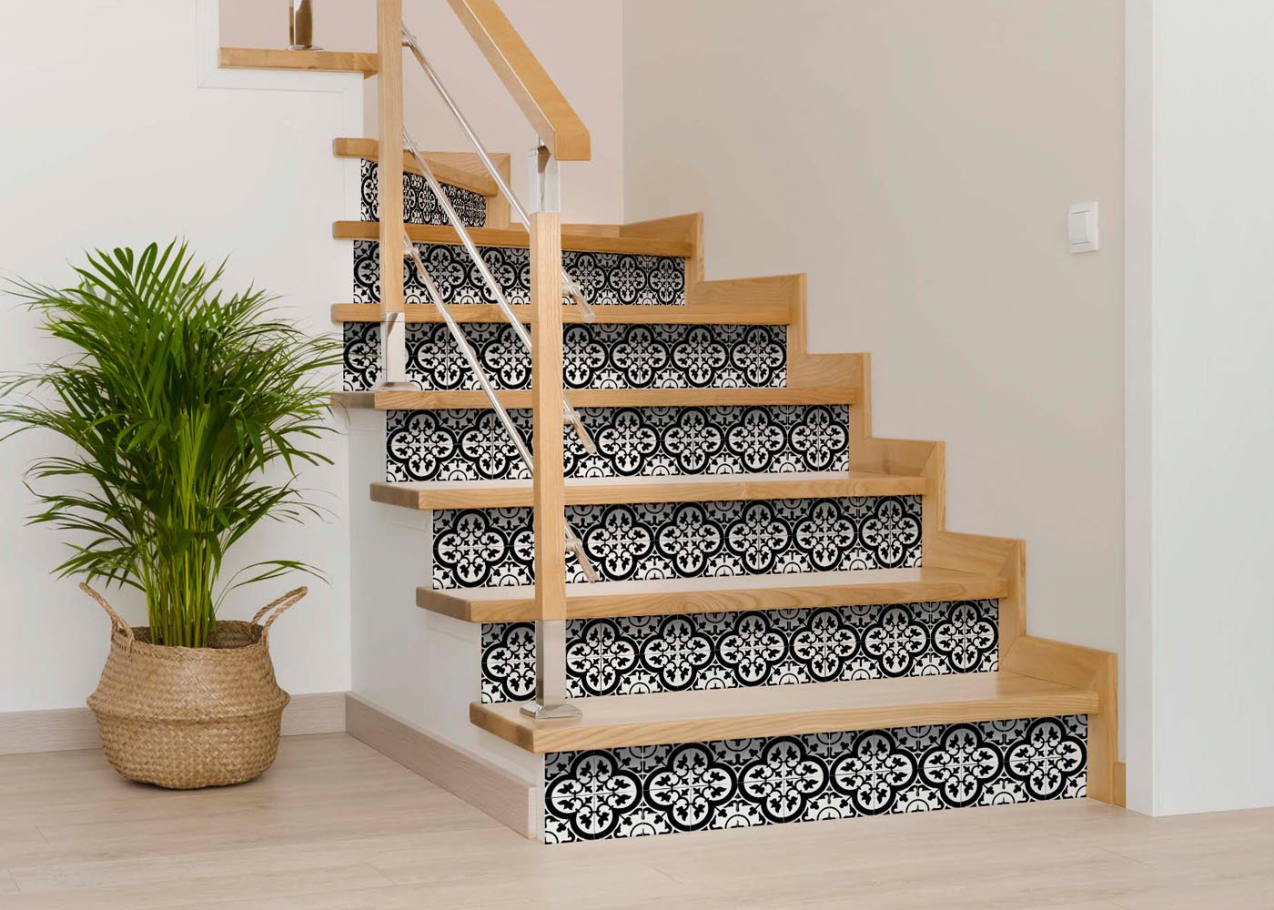4" X 4" Black and White Roka Peel and Stick Removable Tiles