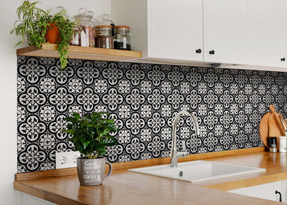 7" X 7" Black and White Roka Peel and Stick Removable Tiles