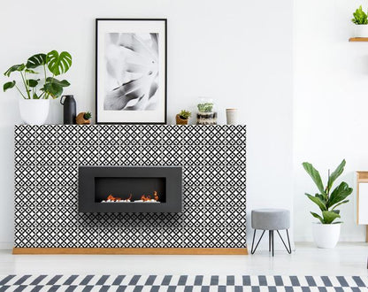 6" X 6" Black and White Dia Peel and Stick Removable Tiles