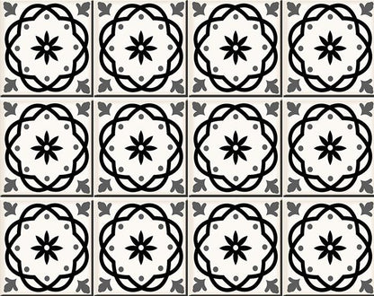 5" X 5" Black and White Rolla Peel and Stick Removable Tiles
