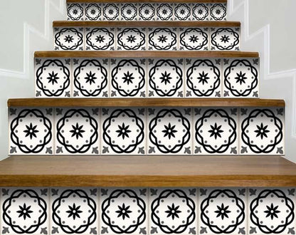 7" X 7" Black and White Rolla Peel and Stick Removable Tiles