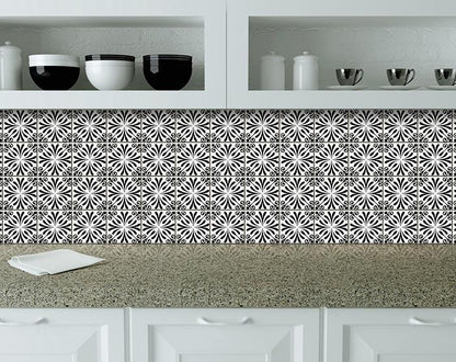 6" X 6" Black and White Flo Peel and Stick Removable Tiles