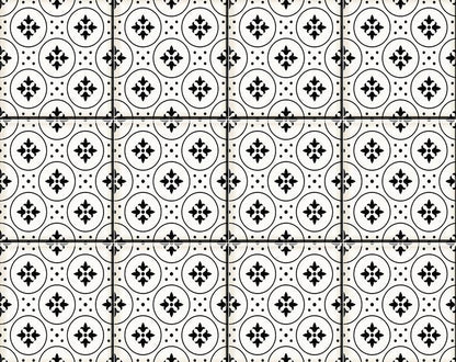 7" X 7" Black and White Rosa Peel and Stick Removable Tiles