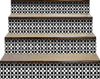 7" X 7" Black and White Medeci Peel and Stick Removable Tiles
