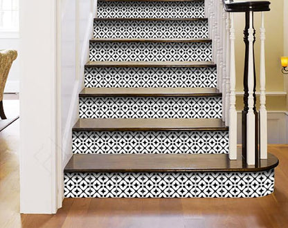 7" X 7" Black and White Pinna Peel and Stick Removable Tiles