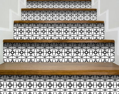 7" X 7" Black and White Clove Peel and Stick Removable Tiles