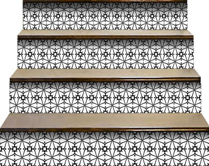 7" X 7" Black and White Clove Peel and Stick Removable Tiles