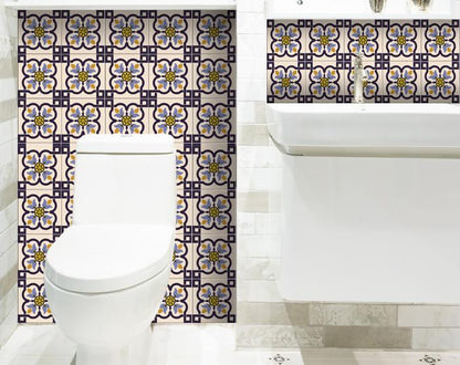 5" X 5" Azul Flora Peel and Stick Removable  Tiles