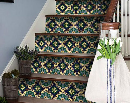 4" X 4" Agean Blue and Green Peel and Stick Tiles