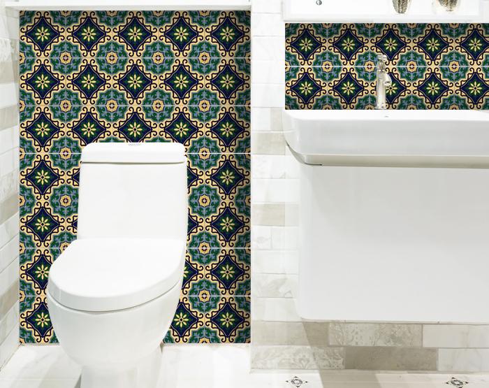 4" X 4" Agean Blue and Green Peel and Stick Tiles
