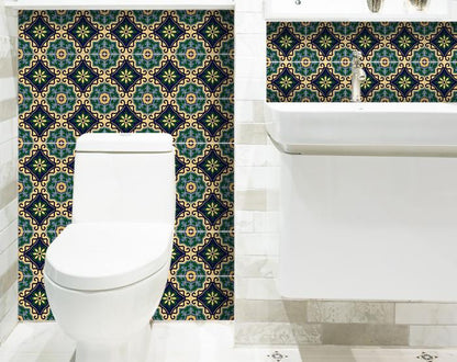 4" X 4" Agean Blue and Green Peel and Stick Tiles