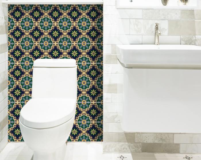 4" X 4" Agean Blue and Green Peel and Stick Tiles